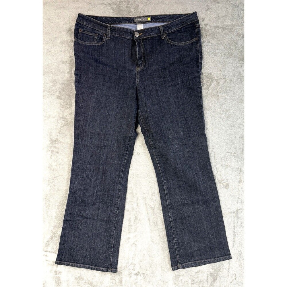 Venezia Womens Jeans Size 22 Stretch Bootcut Dark Plus Size Denim High Waist